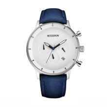 Men Watches Top Brand Luxury Ultra Thin Date Clock Male Steel Strap Waterproof Blue Leather Quartz Watch